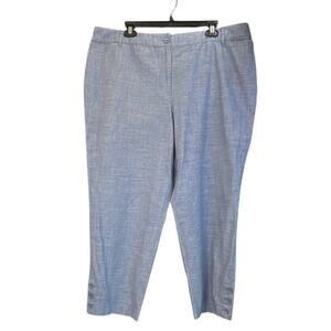 Talbots Womens 18W Blue/White Prefect Crop Pant Button Hem Summer Wear
